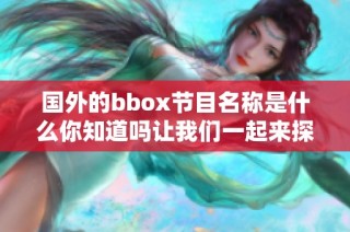 國外的bbox節(jié)目名稱是什么你知道嗎讓我們一起來探索一下吧